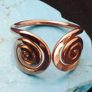 Omazi Solid Copper Ring Omega Spiral Design Hand Hammered Hand Made