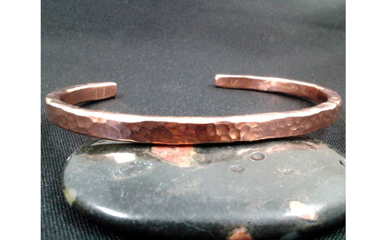 One Solid Copper Cuff bracelet, Copper Bangle, Bracelet Hand Hammered Extra Heavy Gauge image 1