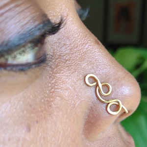 Solid Brass Nose Cuff, Nose Clip, Gold Nose Jewelry, Free Style Nose Cuff, Body Jewelry, Faux Nose Ring, Septum Cuff,