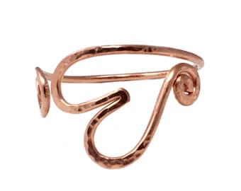 Woman's Copper Heart Bracelet, Hand Hammered Copper Jewelry, Heart Cuff Jewelry, Textured Copper Bracelet, Arthritis Cuff Bracelet, Healing