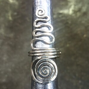 Omazi German Silver Statement Ring, Silver Ring, Long Silver Ring, Women's Statement Ring, Spiral Rings, Wave Rings, German Silver Rings