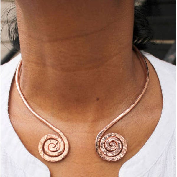 Copper Open Collar Necklace for Women, Women's Copper Choker Collar Necklace, Hand Hammered Collar Necklace, Everyday Collar Necklace