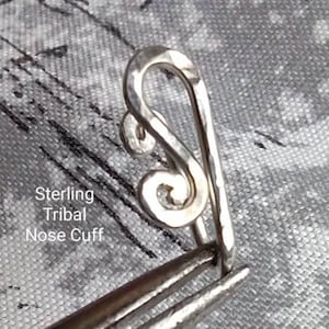 Sterling Silver Tribal Nose Cuff, Nose Clip, Silver Nose Jewelry, Egyptian Ahnk, Body Jewelry, Faux Nose Ring, Septum Cuff,