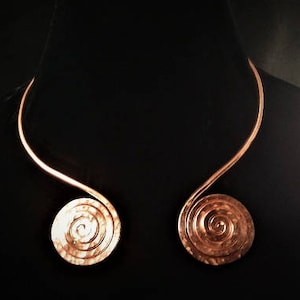 Copper Open Collar Necklace for Women, Copper Asymmetrical Collar Necklace, Small Hand Hammered Collar Necklace, Conservative Necklace