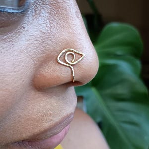 Solid Brass Eye of Rah Nose Cuff, Nose Clip, Gold Nose Jewelry, Egyptian Nose Cuff, Body Jewelry, Faux Nose Ring, Septum Cuff,