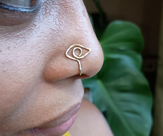 Solid Brass Eye of Rah Nose Cuff, Nose Clip, Gold Nose Jewelry