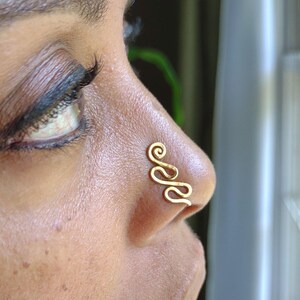 Solid brass nose cuff, nose clip, gold nose jewelry, kundalini nose cuff, body jewelry, faux nose ring, septum cuff,