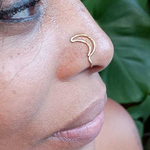 12K Gold Filled Crescent Moon Nose Cuff, Nose Clip, Gold Nose Jewelry, Egyptian Nose Cuff, Body Jewelry, Faux Nose Ring, Septum Cuff,