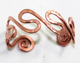 Unisex Copper Bracelet,Hand Hammered Bracelet,Waves Bracelet, Arthritis Copper Jewelry, Unisex Copper Jewelry, Women's Copper Bracelets