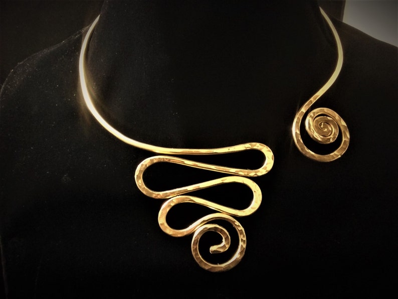 Brass Open Collar Necklace for Women Solid Brass Asymmetrical Etsy