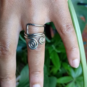 0 Women&#39;s German Silver Double Spiral Ring, Hand Hammered Silver Ring, Hand Made Silver Ring, Women&#39;s Rings,Fits Size 5