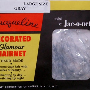 3 Net Jacqueline Decorated Glamour Hairnet Large Gray #243