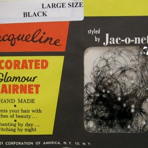 3 Net Jacqueline Decorated Glamour Hairnet Large Black #243