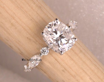 Elongated Cushion Cut Moissanite Engagement Ring Cushion Cut Engagement Ring Cushion Cut Solitaire 3.5 CT Cushion Solitaire Wedding Ring