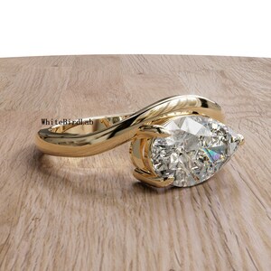 2 Carat IGI Certified F/VS1 Pear Shape Excellent Cut Lab Grown Diamond Solitaire Engagement Ring, 3 prongs Solid 18k Yellow Gold