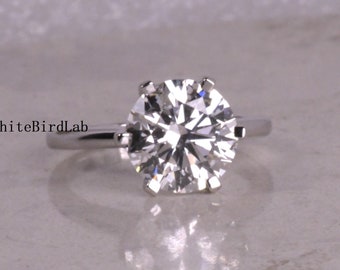 3 Ctw Brilliant Diamond Engagement Ring  Lab Grown Diamond Wedding Ring Round Cut Diamond Wedding Ring 6 Prong Setting ring