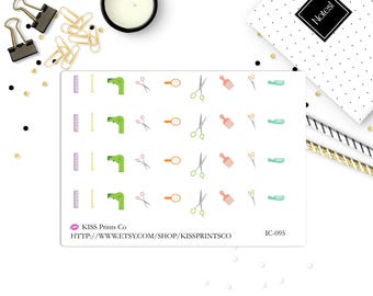 Hair Cut Day Variety Icons Life Planner Kit Stickers! Perfect for the Erin Condren Planner! IC-095