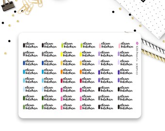 CLEAN KITCHEN Script Stickers! Perfect for your planner or journal! SCRIPT-053