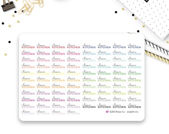 CLEAN KITCHEN Script Stickers! Perfect for your planner or journal! SCRIPT-031