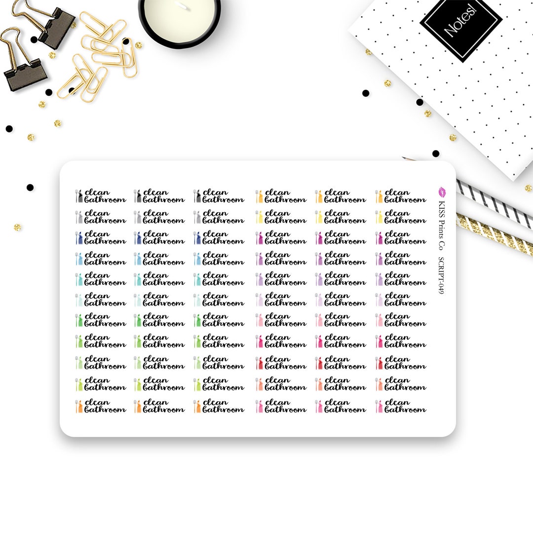 CLEAN BATHROOM Script Stickers! Perfect for Your Planner or Journal ...