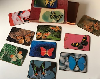 Set of 11 pocket calendars with Butterflies - Vintage Calendars - Stationery collectibles