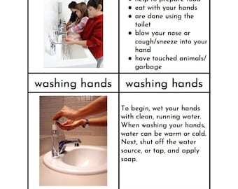 Proper Hand Washing - Montessori Three/Four Part Cards