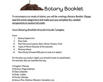 Botany Booklet - Product-Based Learning Packet