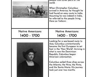 Montessori American History Timeline (1400 - 1774) - Three/Four Part Cards