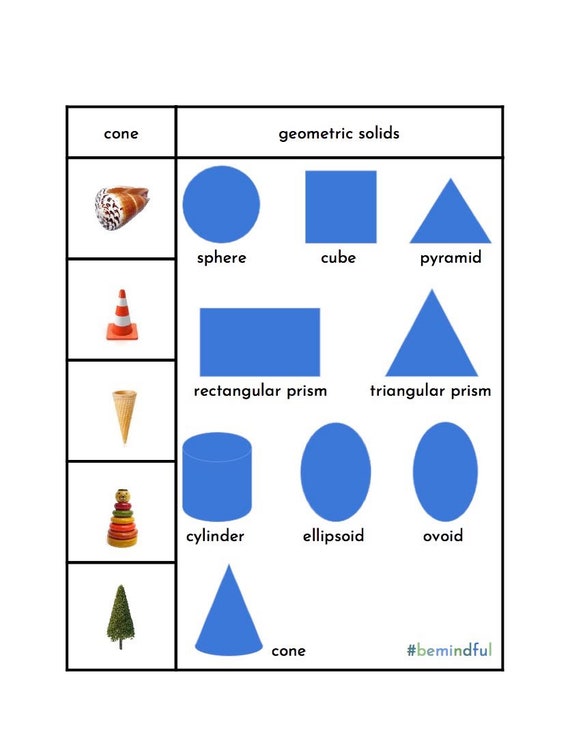 Carte per abbinare solidi geometrici Geometria Montessori -  Italia