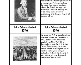 Montessori American History Timeline (1796 - 1865) - Three/Four Part Cards