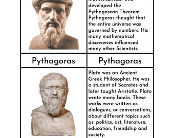 Montessori Ancient Greek Scientists & Philosophers - Three/Four Part Cards