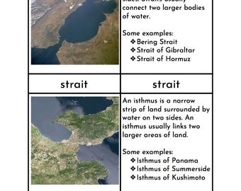 Montessori Land and Water Forms Three/Four Part Cards