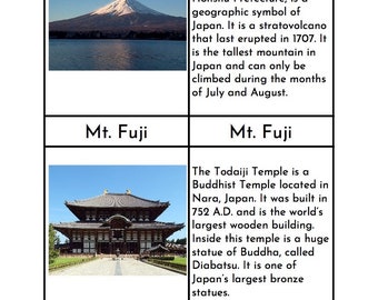 Historical Sites of Japan - Montessori Three/Four Part Cards