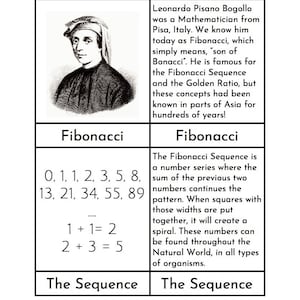 Montessori Fibonacci - Three/Four Part Cards