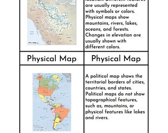 Montessori Types of Maps - Three/Four Part Cards