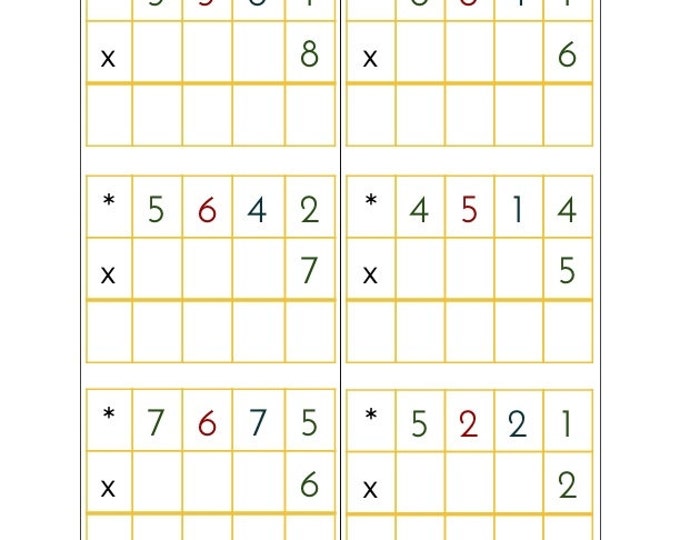 Multiplication Problem Cards - Montessori Math (72 Problems) - Etsy