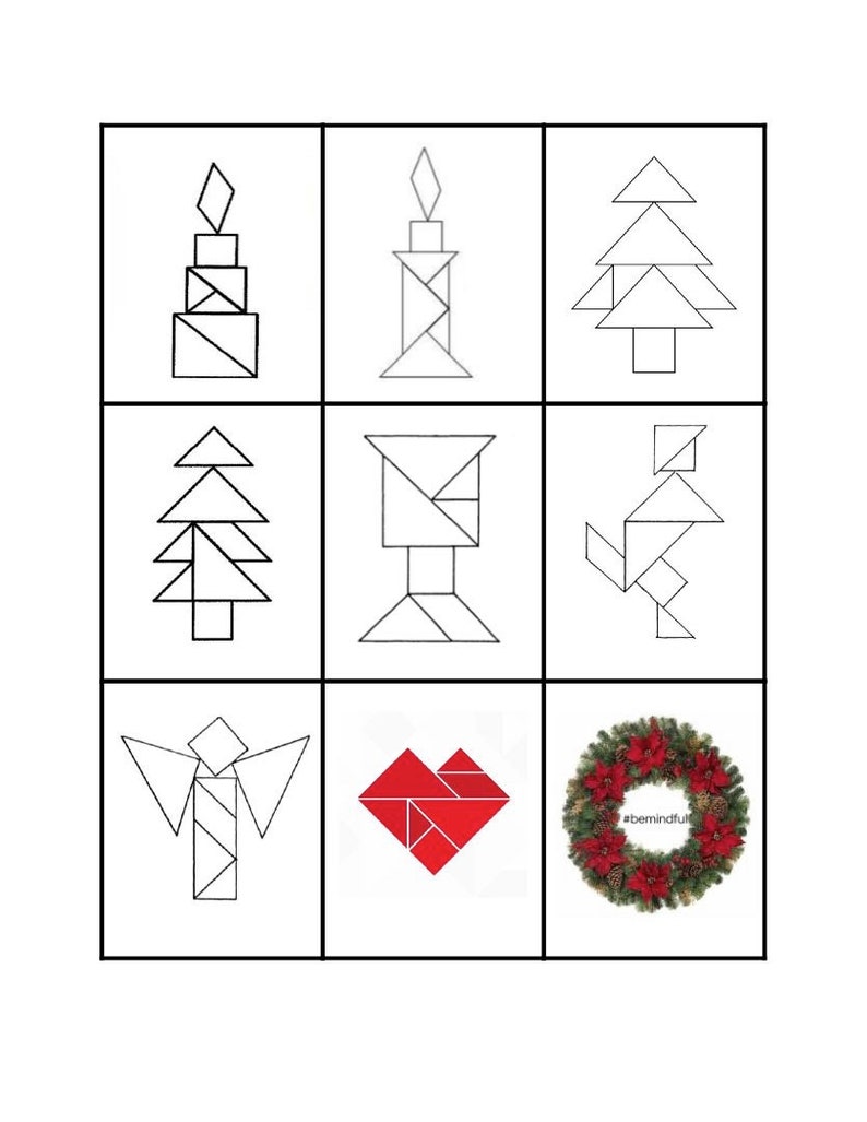 Montessori Christmas Tangram Puzzle Task Cards | Etsy