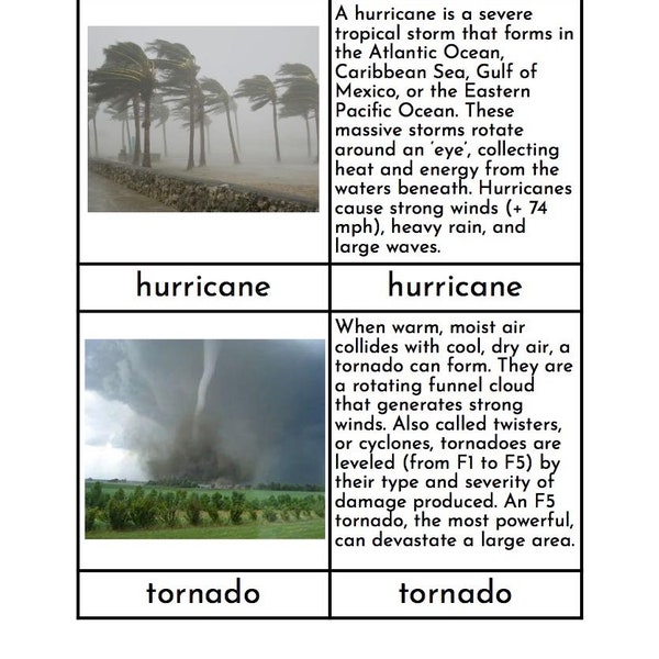 Extreme Weather - Montessori Three/Four Part Cards