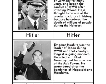 Historical Figures of WWII - Montessori Three/Four Part Cards