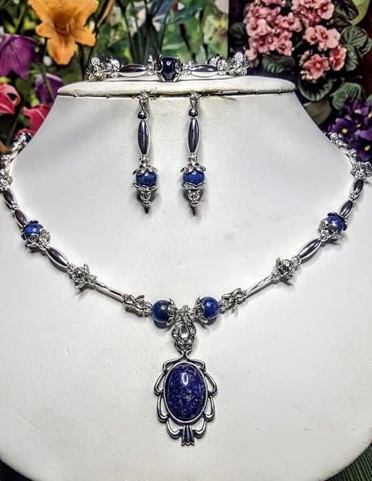 CLC559 Lapis Lazuli Pendant W/lapis W/rhinestone Drop, Lapis