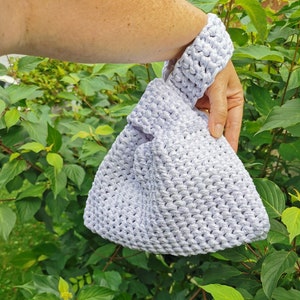Sac à main noeud japonais, sac Mosu, mini sac texturé au crochet, sac de soirée au crochet, sac pour téléphone au crochet, sac métallique, sac à main en imitation cuir métallique