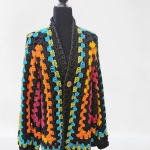 Granny Square Hexagon Cardigan, Oversized Crochet Jacket, Crochet Cardigan, Granny Stitch Sweater