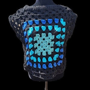 Granny Square Vest, 1970's Retro Vest, Reversible Sweater Vest, Granny Square Cardigan image 5