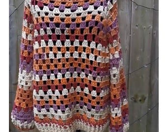 Oversized Granny Square Crochet Cardigan, Handmade Jumpers