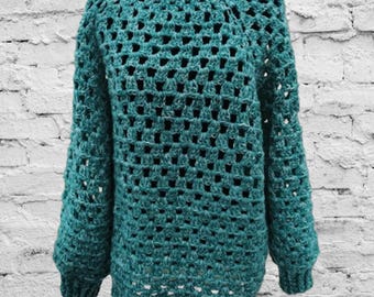 Oversized Granny Square Crochet Cardigan: Handmade Sweater