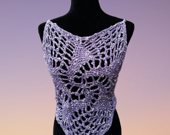 Crochet Halter Top / Crochet Boho-Chic Top in Lilac, S-L size Crochet Top by Claudia's Crochet Creations