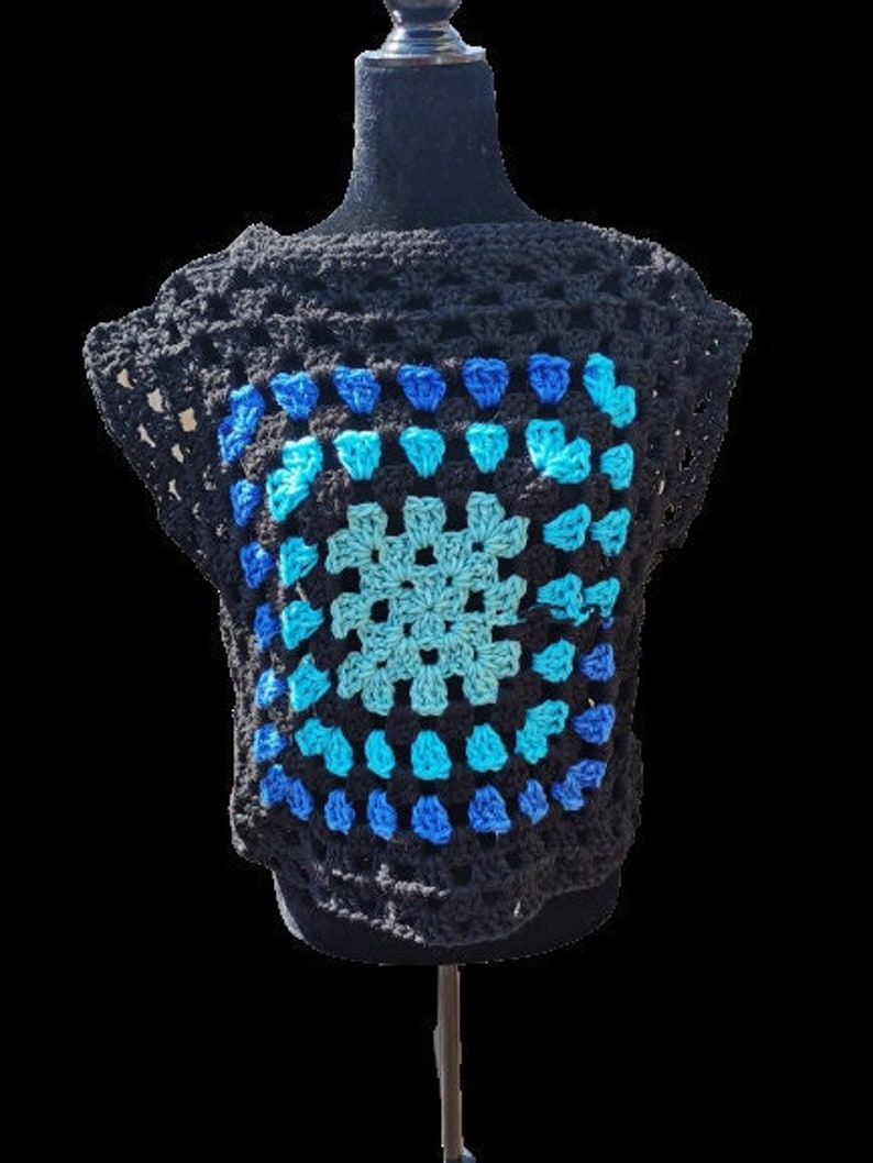 Granny Square Vest, 1970's Retro Vest, Reversible Sweater Vest, Granny Square Cardigan image 5