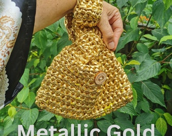 Japanese Knot Bag: Metallic Evening Purse in Gold
