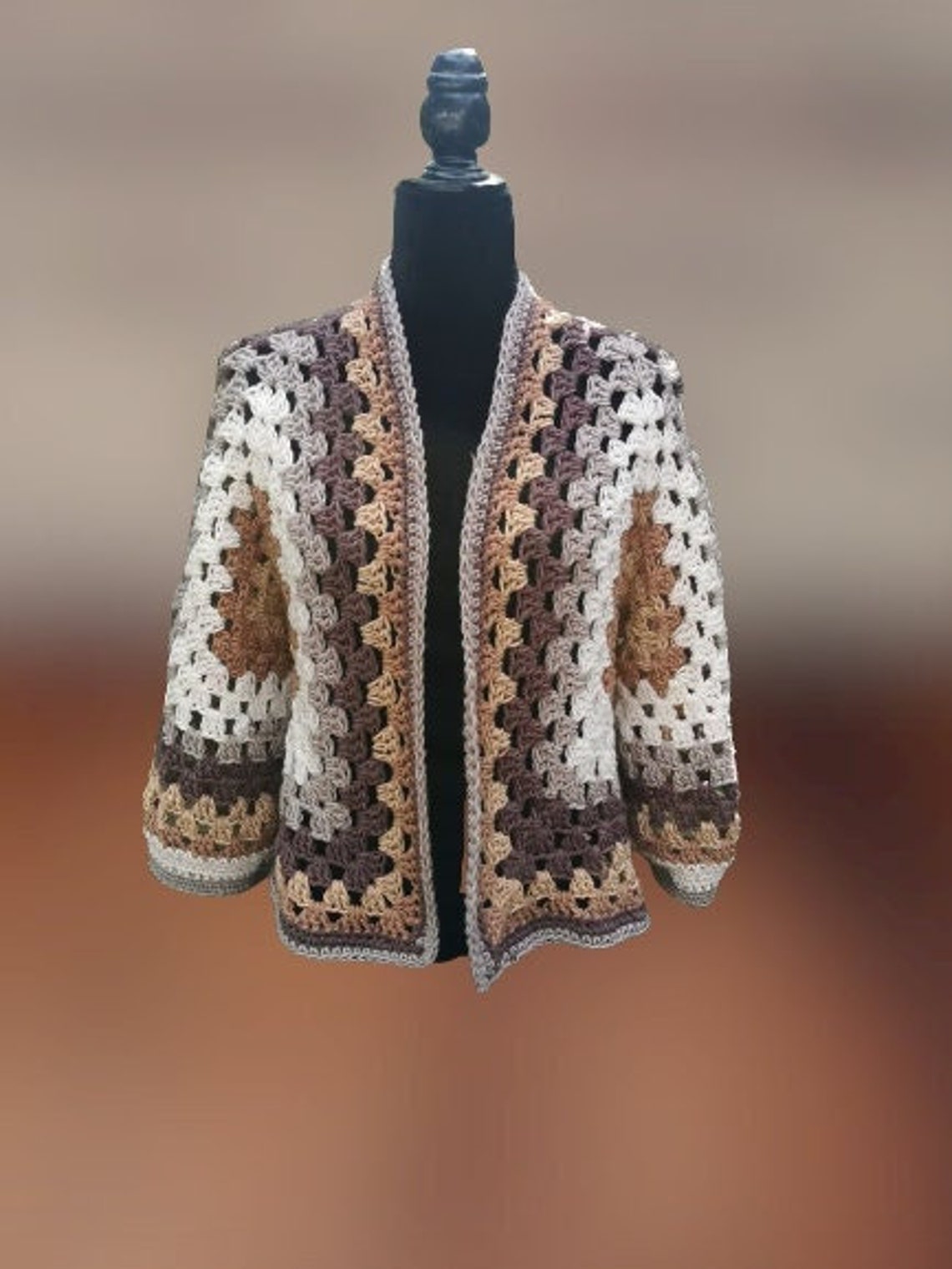 Granny Square Hexagon Cardigan Crochet Granny Square Jacket Etsy