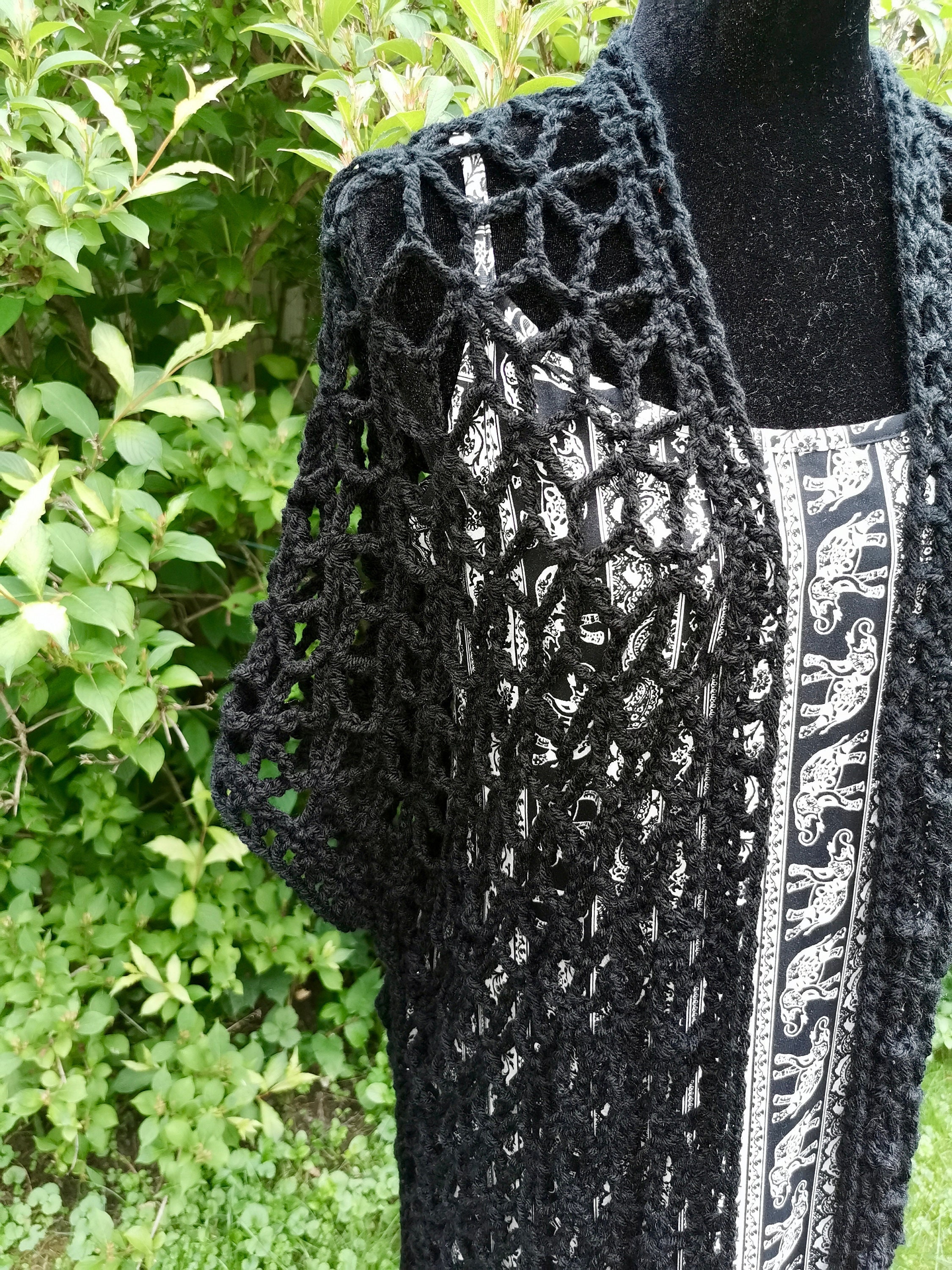 crochet black vest